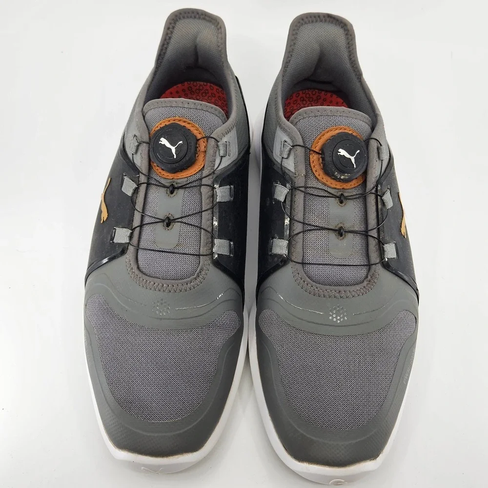 Men's PUMA Ignite PWRADAPT Golf Shoes DISC lacing system Waterproof Gray Black‎